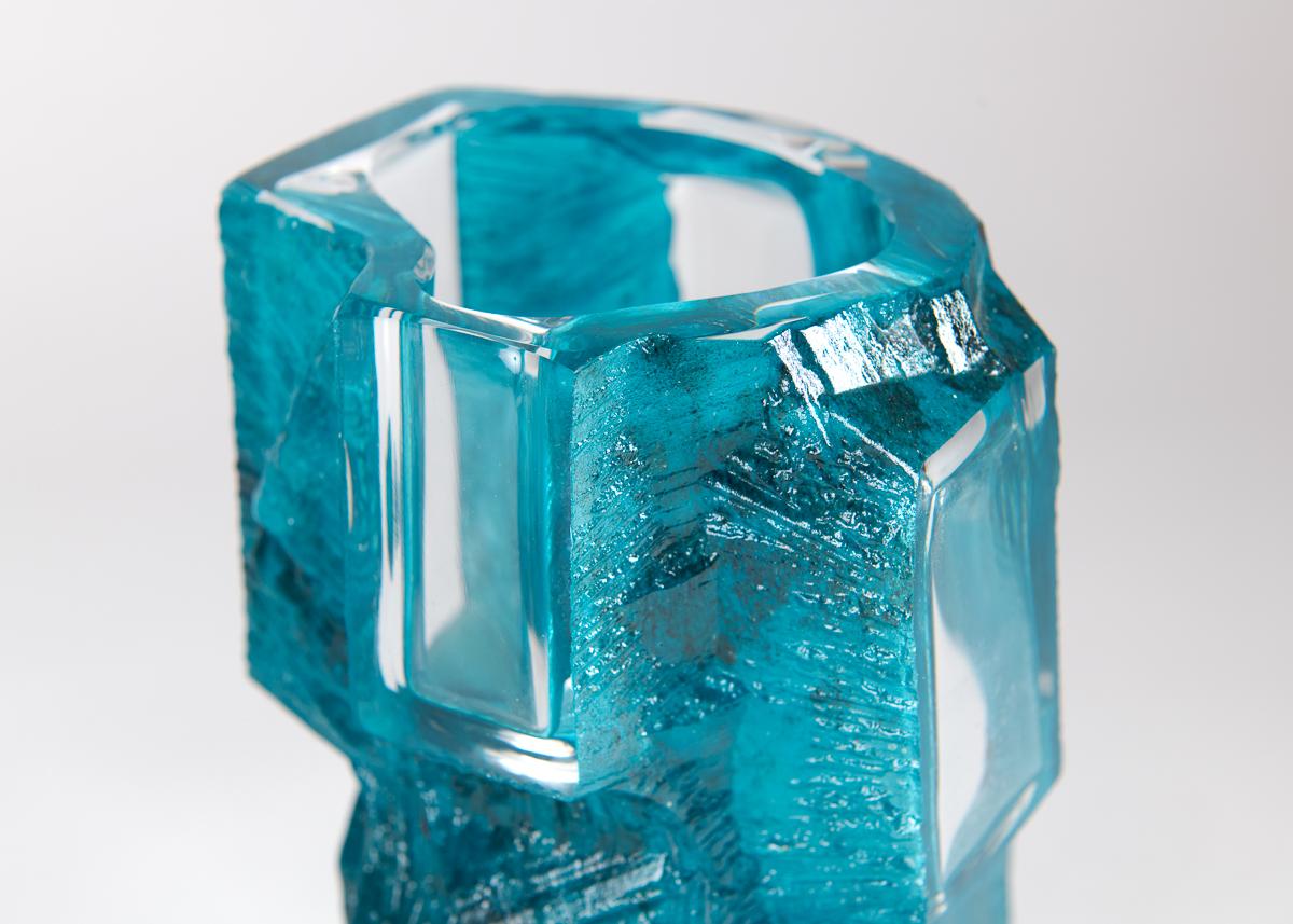 Daum, Greene & Greene, Vase en verre moderniste vert, France, 1974 Bon état - En vente à New York, NY