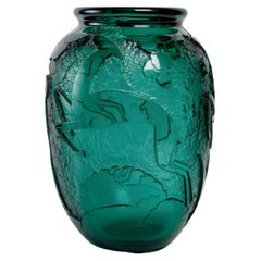 Daum Art Deco Vase aus säuregeätztem Glas, um 1930