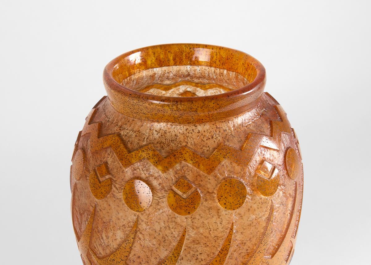 Daum, Art Deco Acid-etched Glass Vase, France, Circa 1930 In Good Condition For Sale In New York, NY