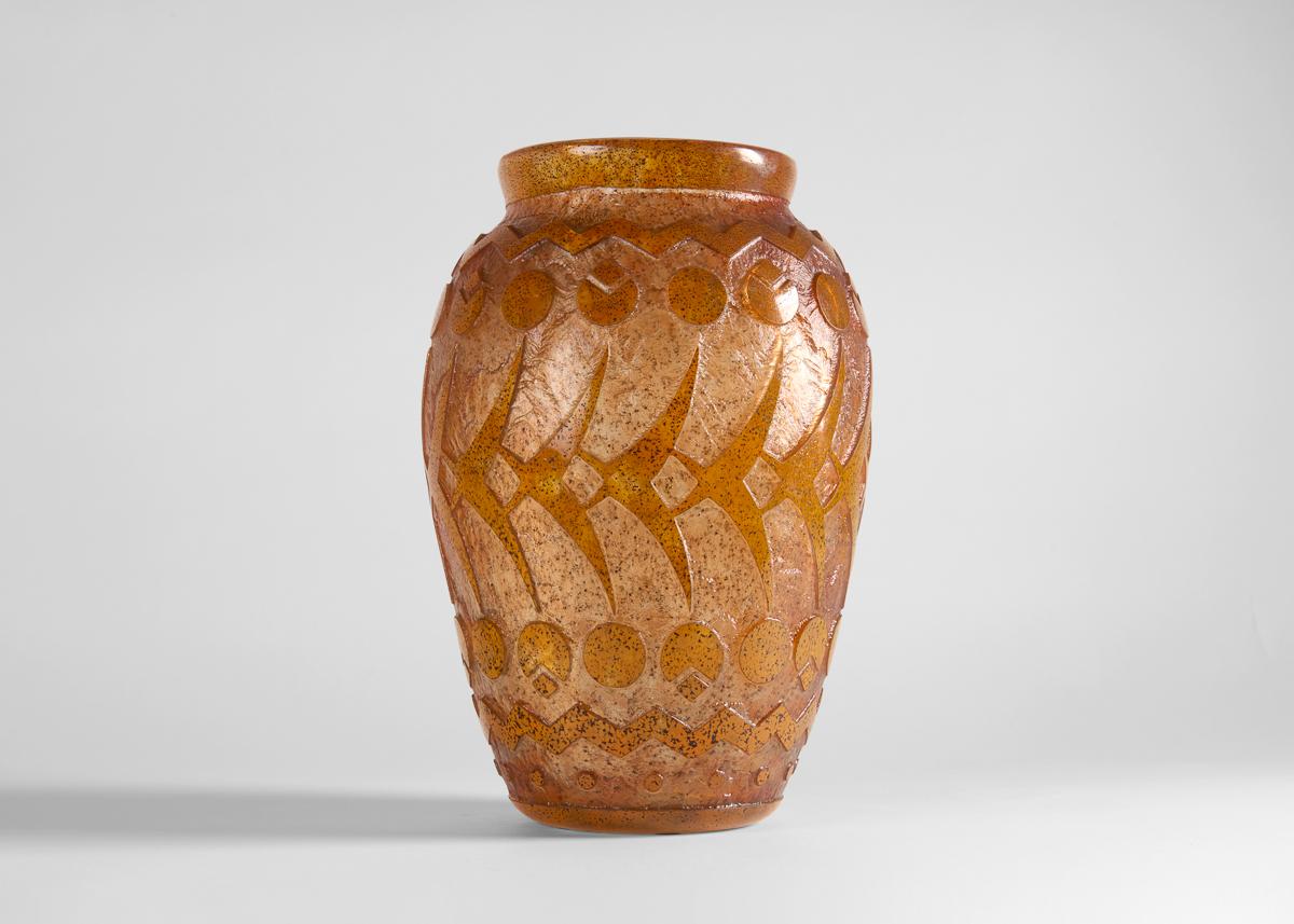 Mid-20th Century Daum, Art Deco Acid-etched Glass Vase, France, Circa 1930 For Sale
