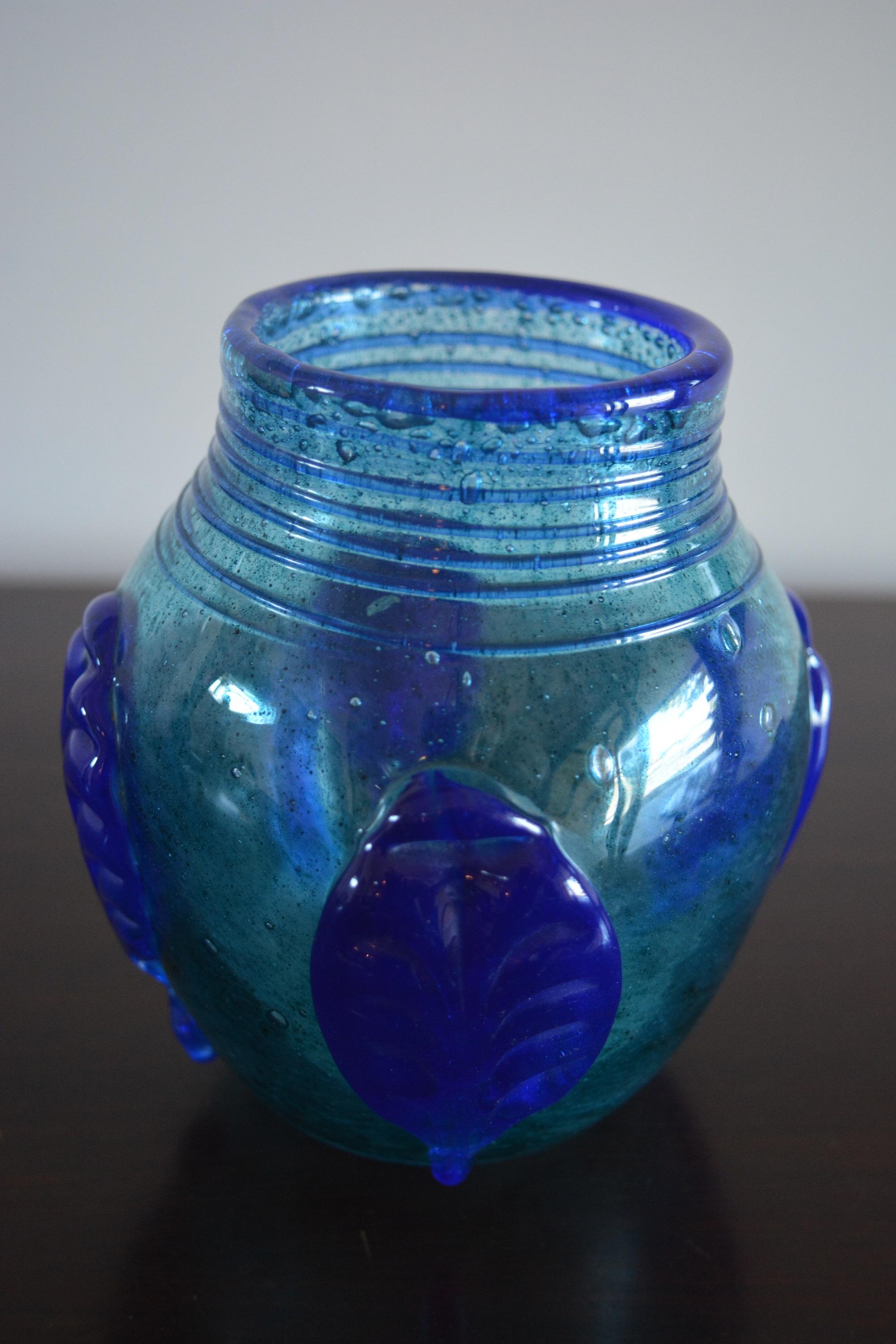 Early 20th Century Daum Art Deco Applied Glass French Vase For Sale