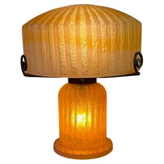 Antique Daum Art Deco Double Globe Table Lamp Circa 1925