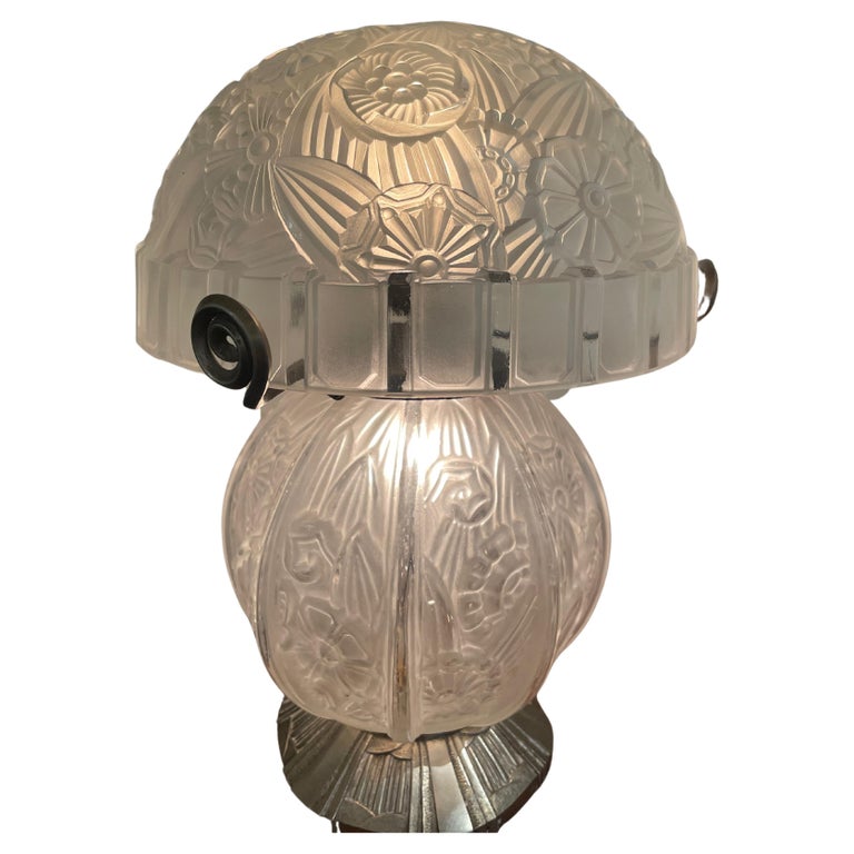 Daum Art Deco Double Globe Table Lamp For Sale at 1stDibs
