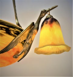 Lustre d'art Daum en verre et bronze