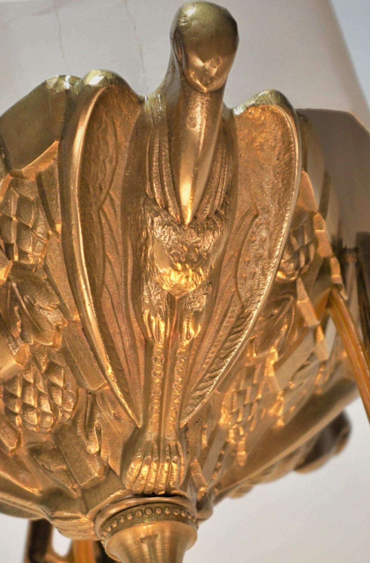Daum Art Glass and Bronze Bird Chandelier 3