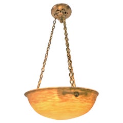 Lustre pendentif Daum en verre d'art et bronze