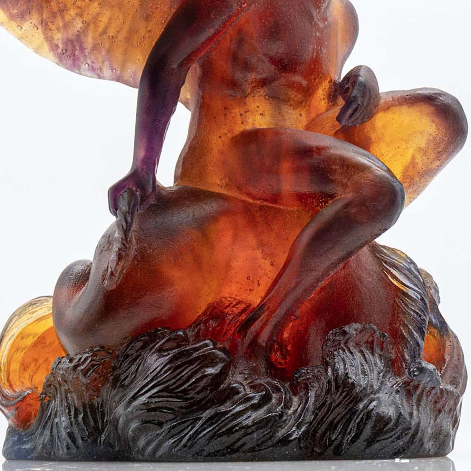 Escultura de vidrio artístico Daum Ángel Mito, marrón rojizo, Francia 1970 Francés en venta