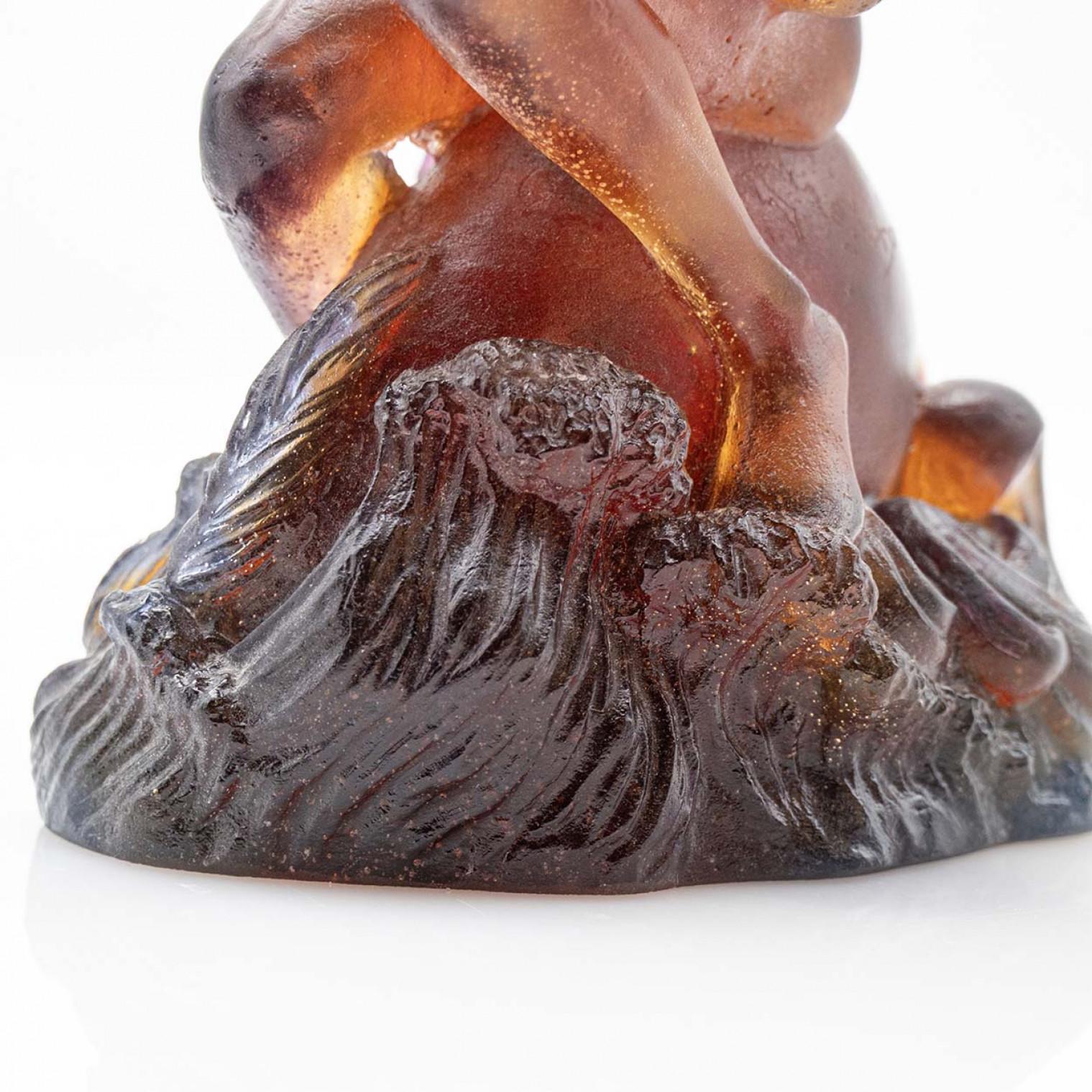 Escultura de vidrio artístico Daum Ángel Mito, marrón rojizo, Francia 1970 finales del siglo XX en venta