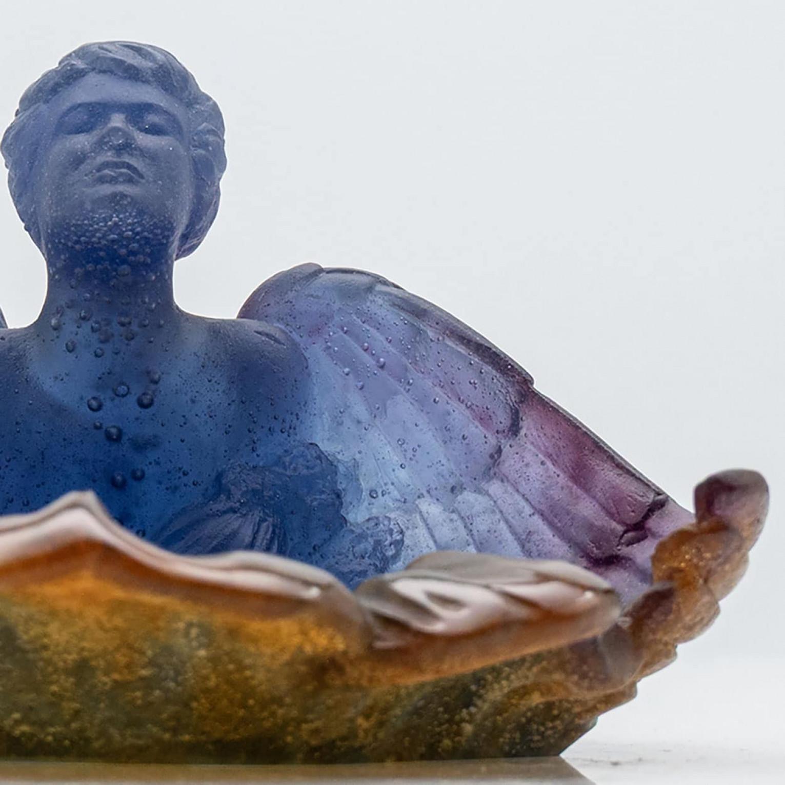 Ciotola decorativa Art Angels in vetro blu di Daum, Francia in vendita 1