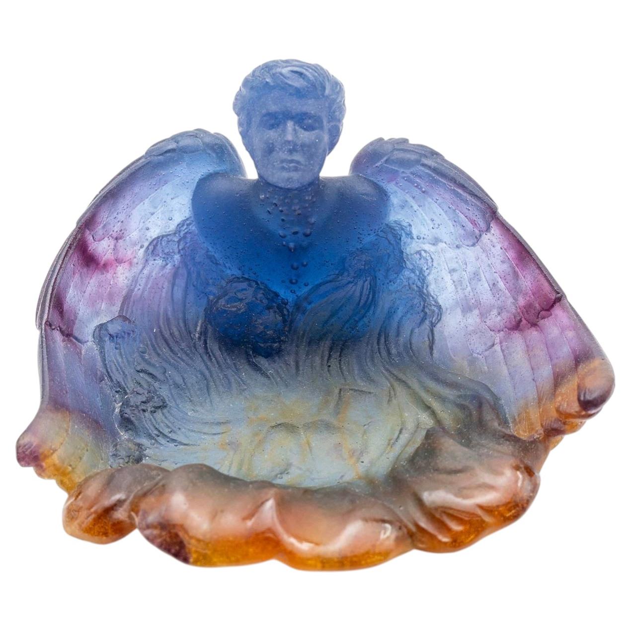 Cuenco decorativo Daum Art Glass Ángel Azul, Francia