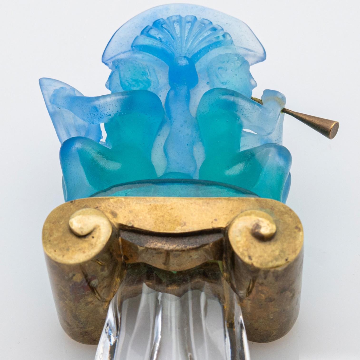 Daum Art Glass Blue Dague Dekoratives Objekt, Frankreich (Art nouveau) im Angebot