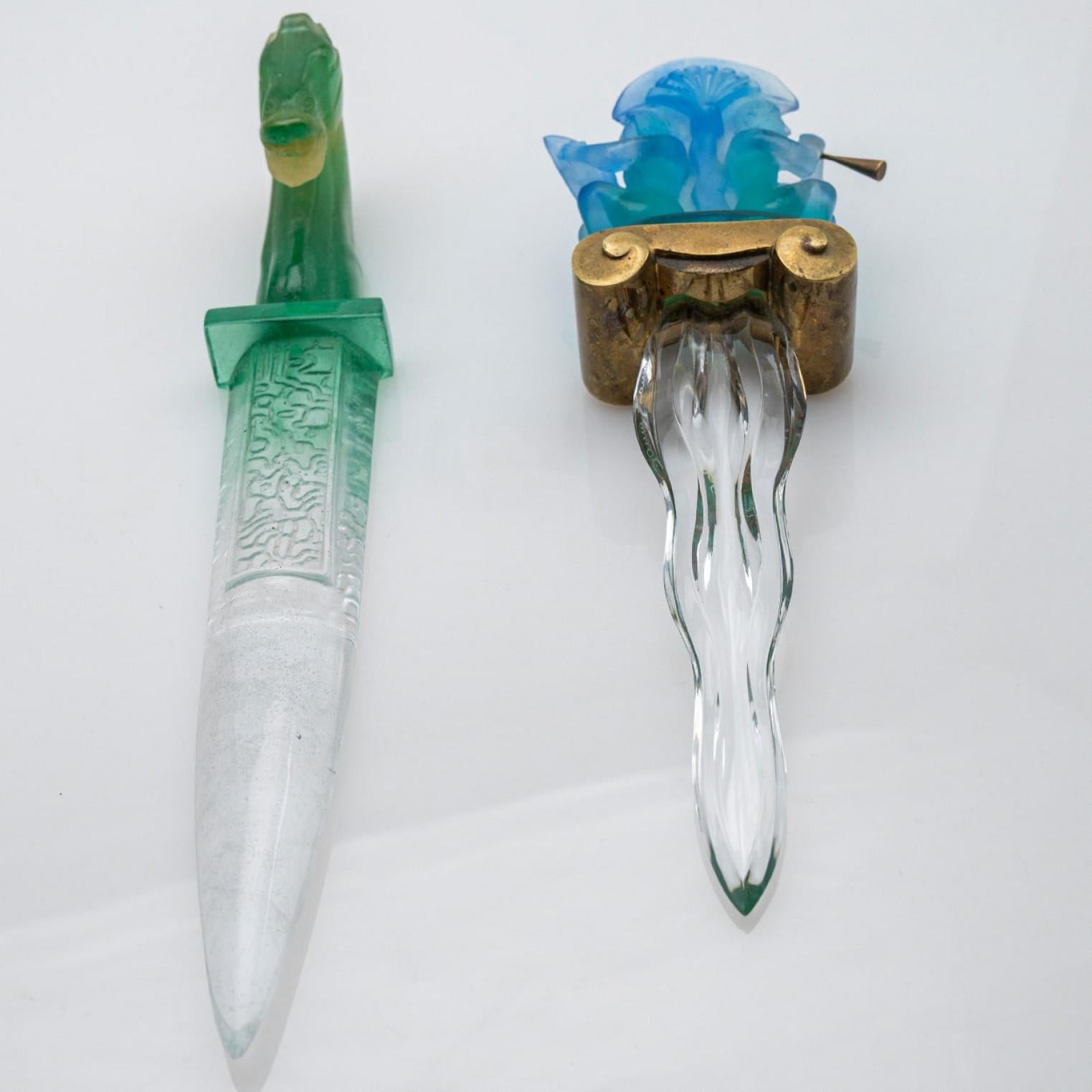 Daum Art Glass Blue Dague Dekoratives Objekt, Frankreich im Angebot 1