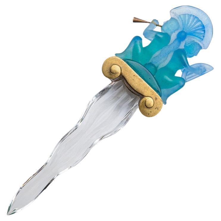 Daum Art Glass Blue Dague Dekoratives Objekt, Frankreich im Angebot