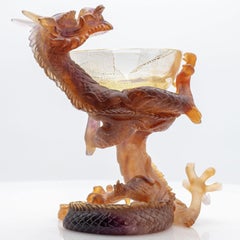 Ciotola decorativa con drago marrone in vetro Art Decor di Daum, Francia