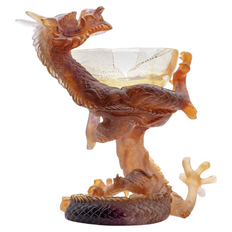 Daum Art Glass Brauner Drache Dekorative Schale, Frankreich