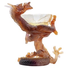 Daum Art Glass Brauner Drache Dekorative Schale, Frankreich