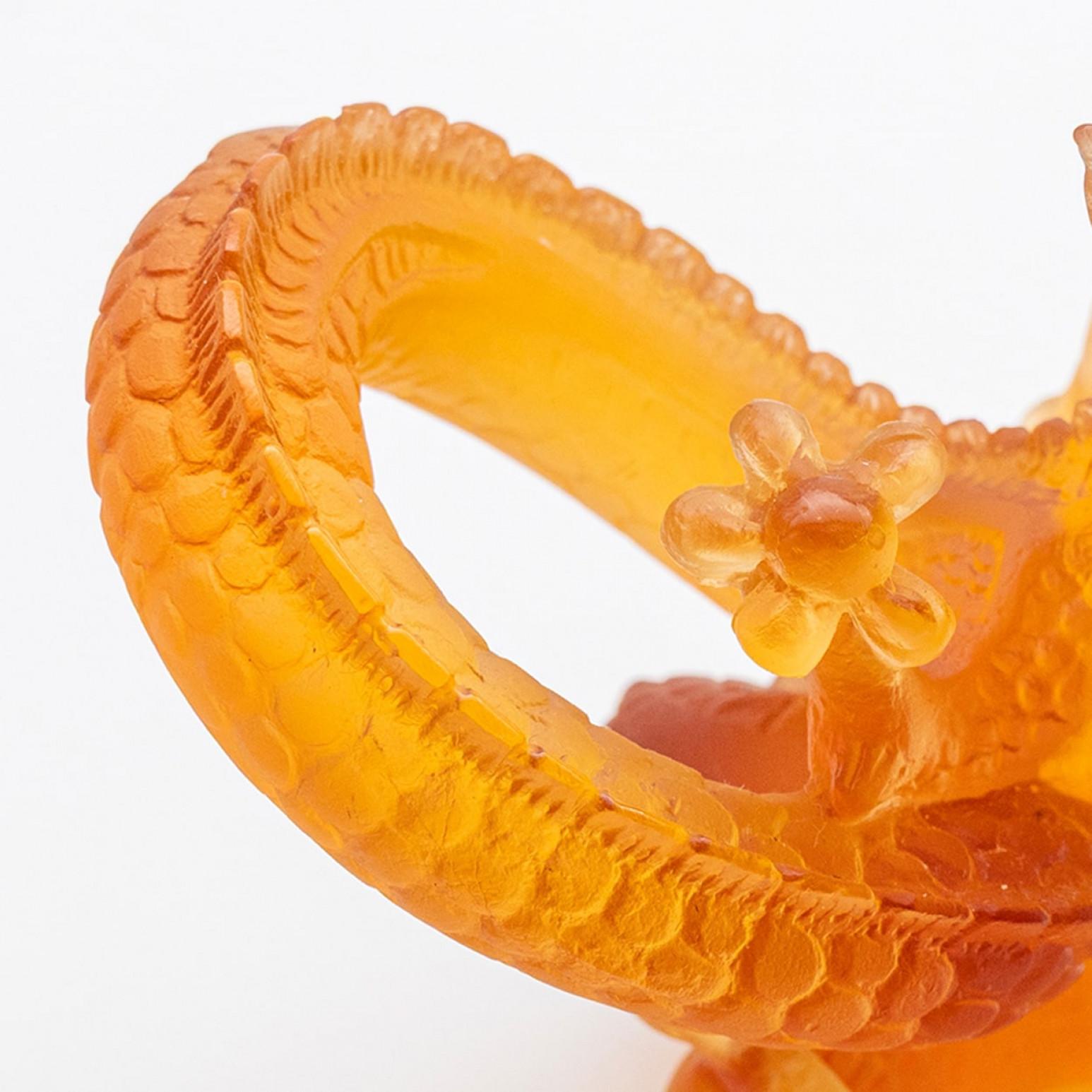 Art Nouveau Scultura di drago arancione marrone in vetro artistico Daum, Francia in vendita