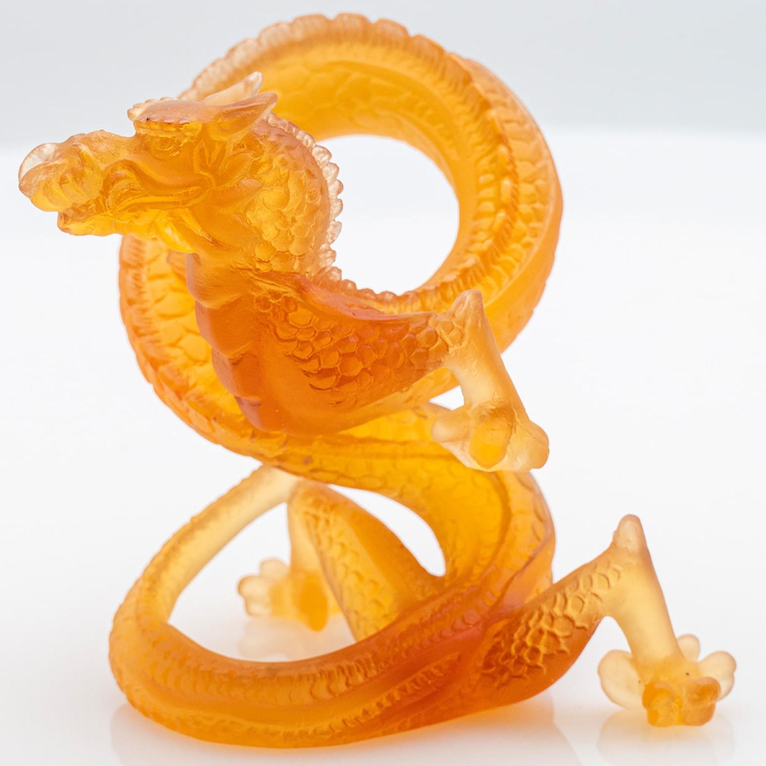Escultura Dragón Marrón Naranja de Daum Art Glass, Francia Francés en venta