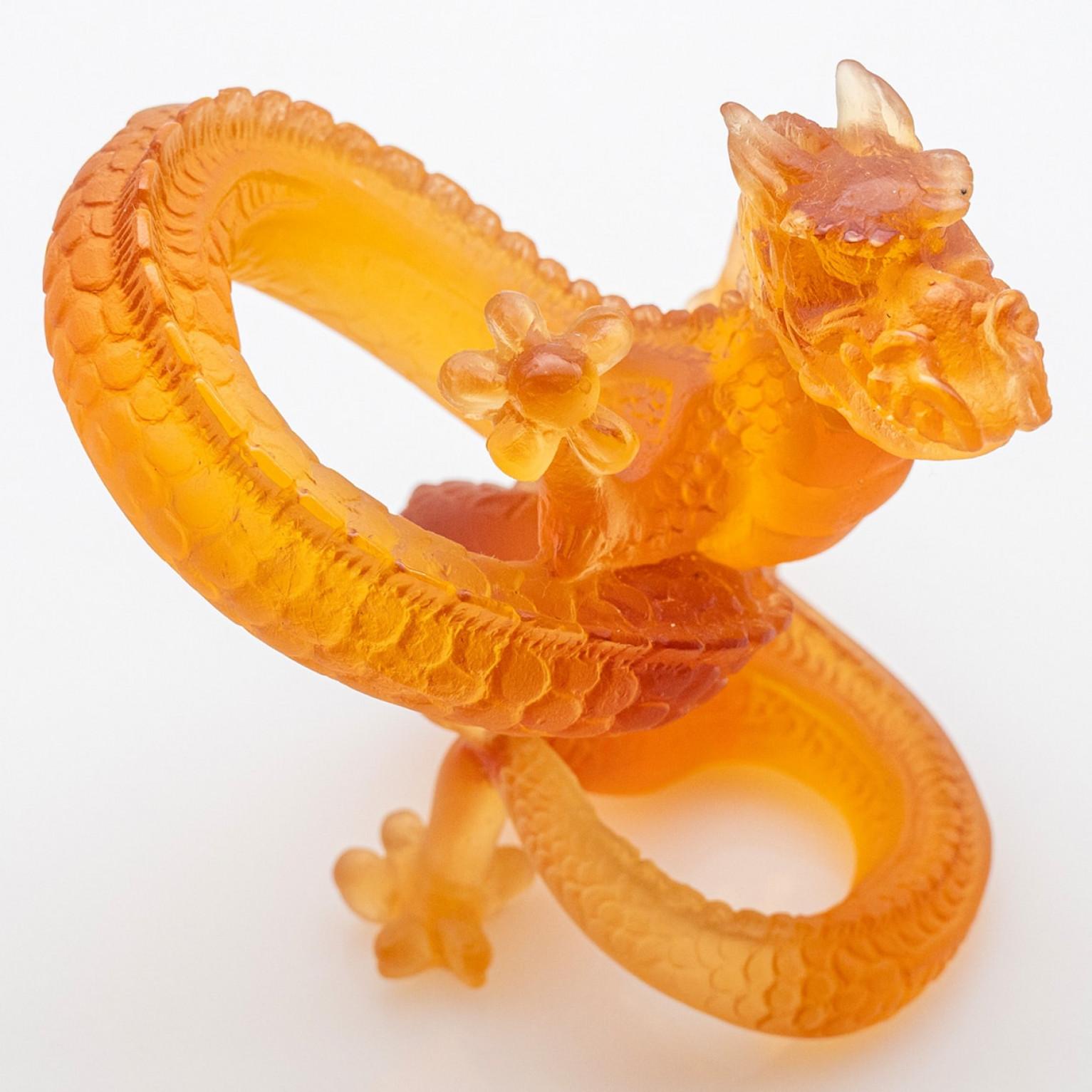 Altro Scultura di drago arancione marrone in vetro artistico Daum, Francia in vendita