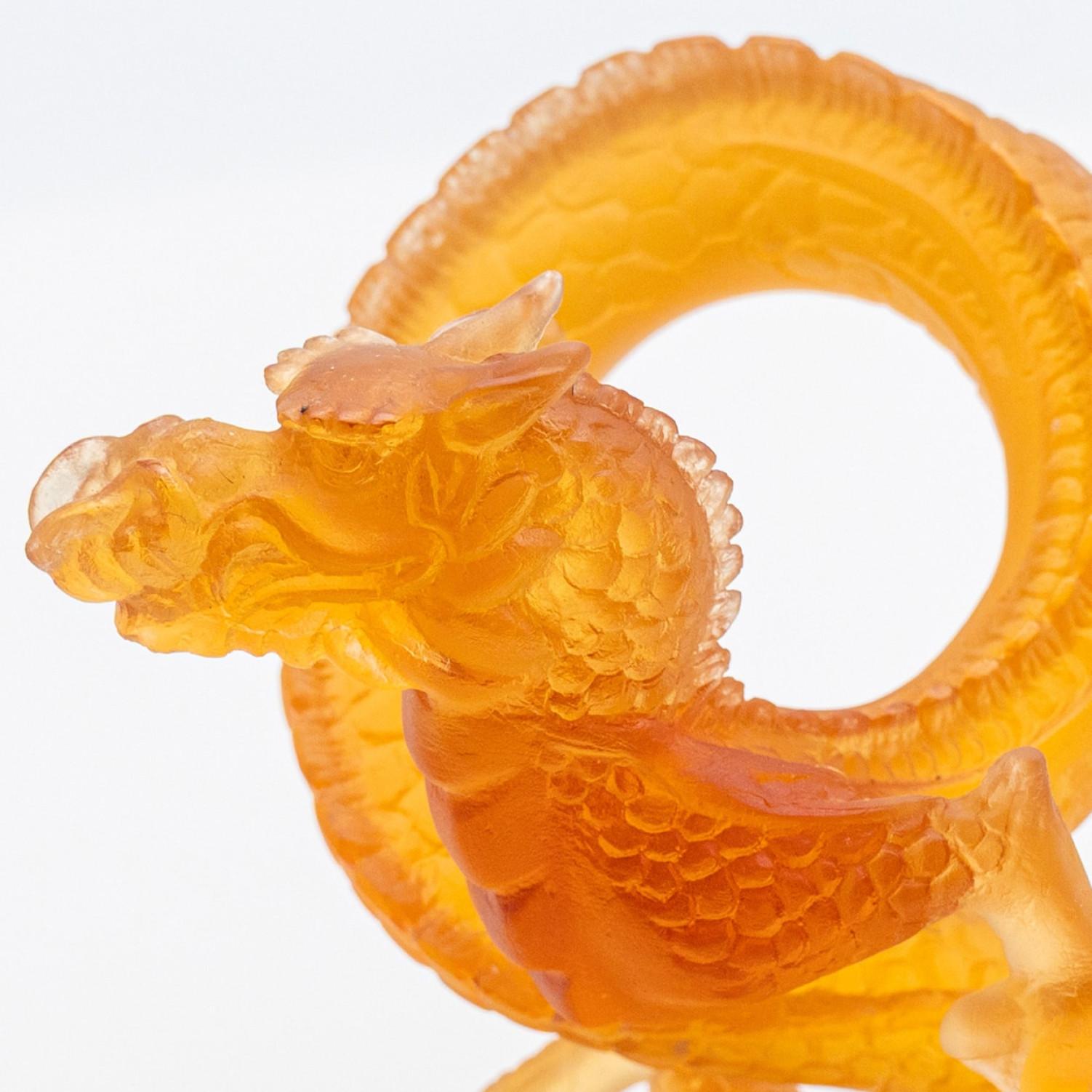 Escultura Dragón Marrón Naranja de Daum Art Glass, Francia en Bueno estado para la venta en Rijssen, NL