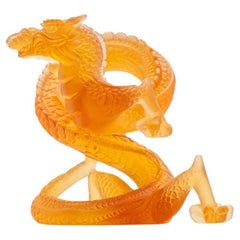 Escultura Dragón Marrón Naranja de Daum Art Glass, Francia