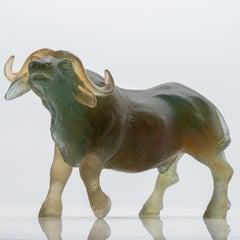 Daum Art Glass Buffalo Sculpture, France