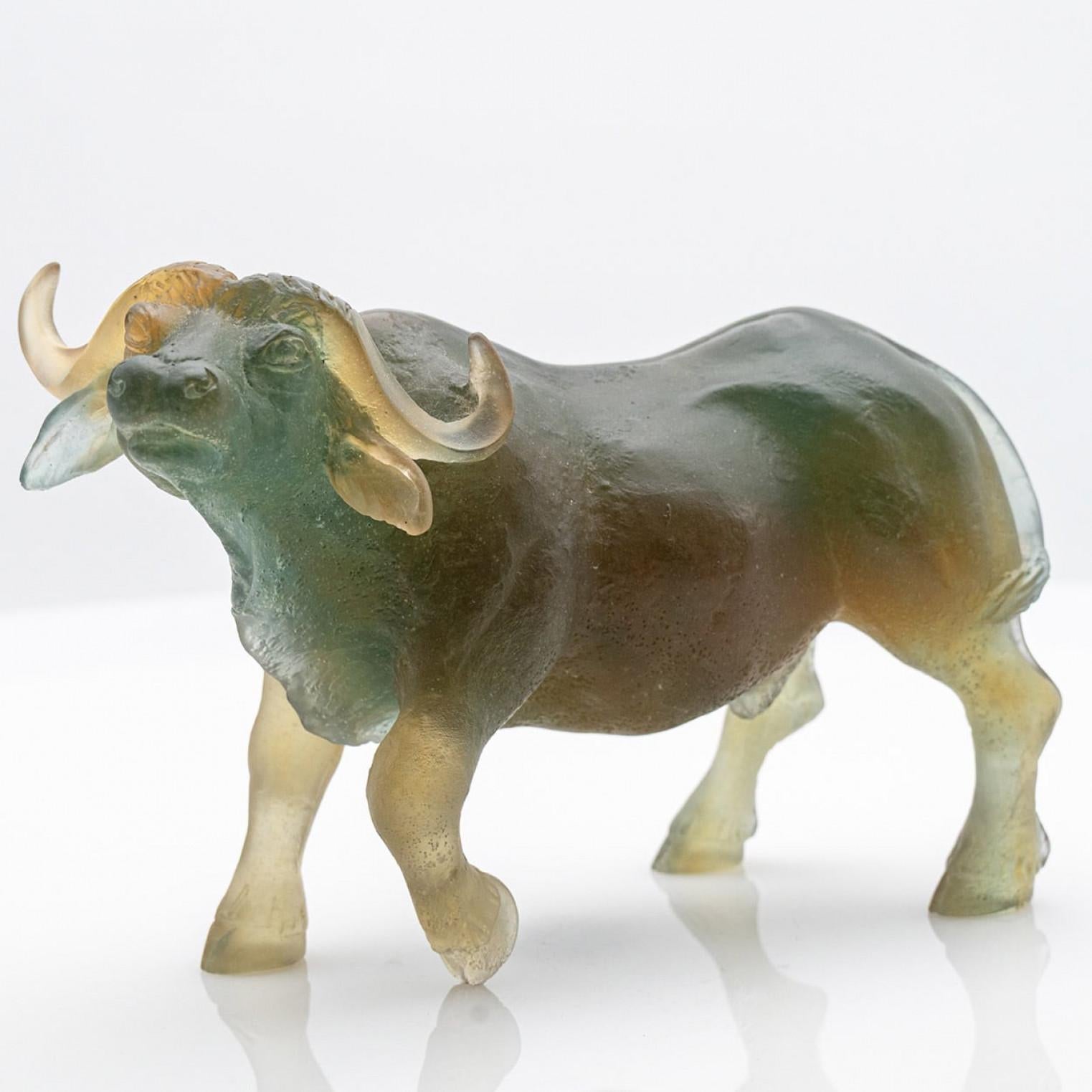 Daum Kunstglas Büffelskulptur, Frankreich im Zustand „Gut“ im Angebot in Rijssen, NL