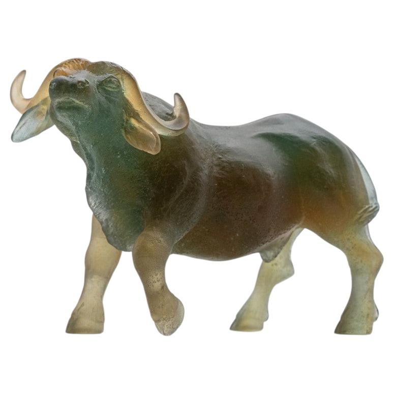 Daum Art Glass Buffalo Sculpture, France