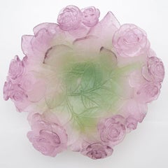 Daum Art Decorative Glass Plate with roses, France