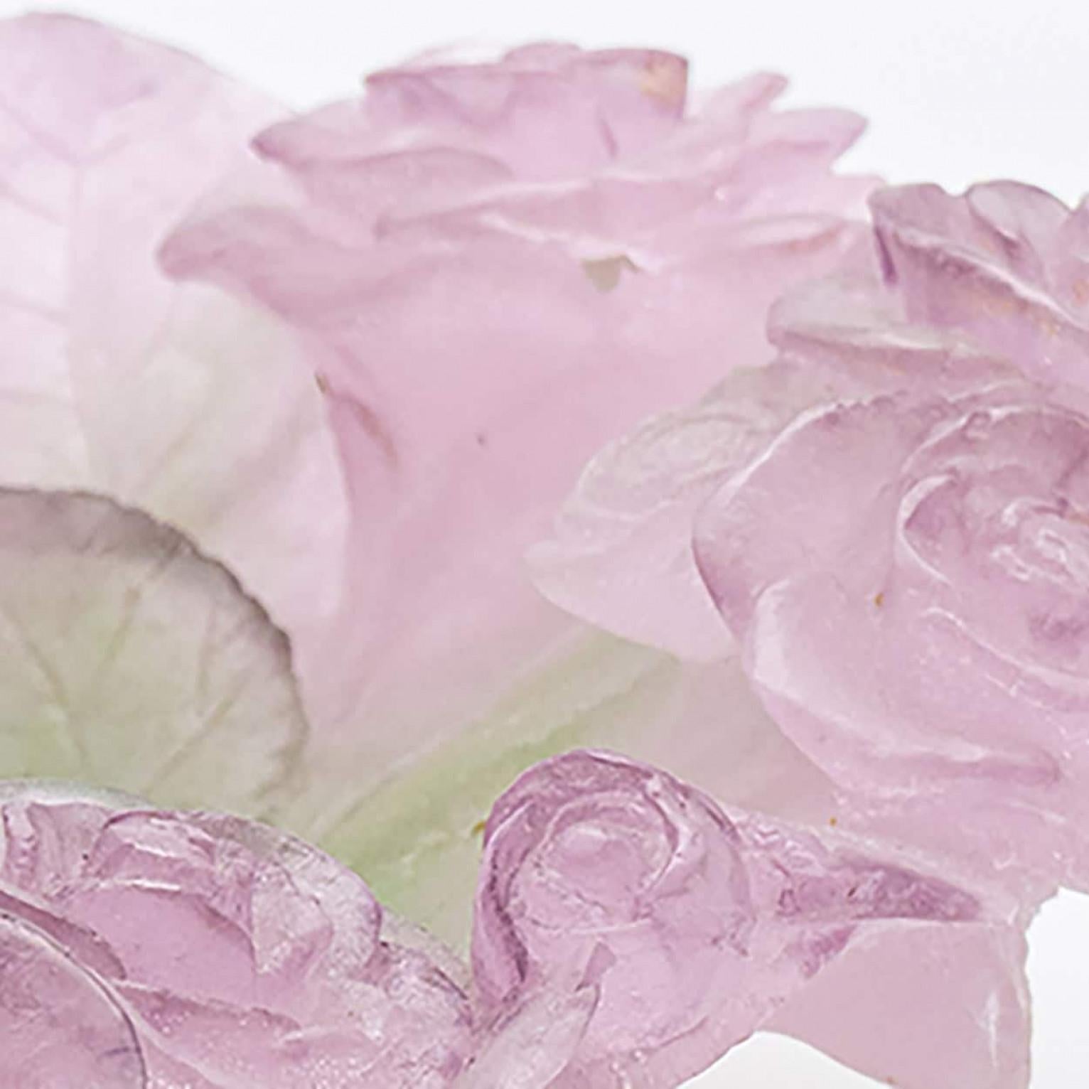 Late 20th Century Daum Art Glass Decorative Plate with roses, France For Sale