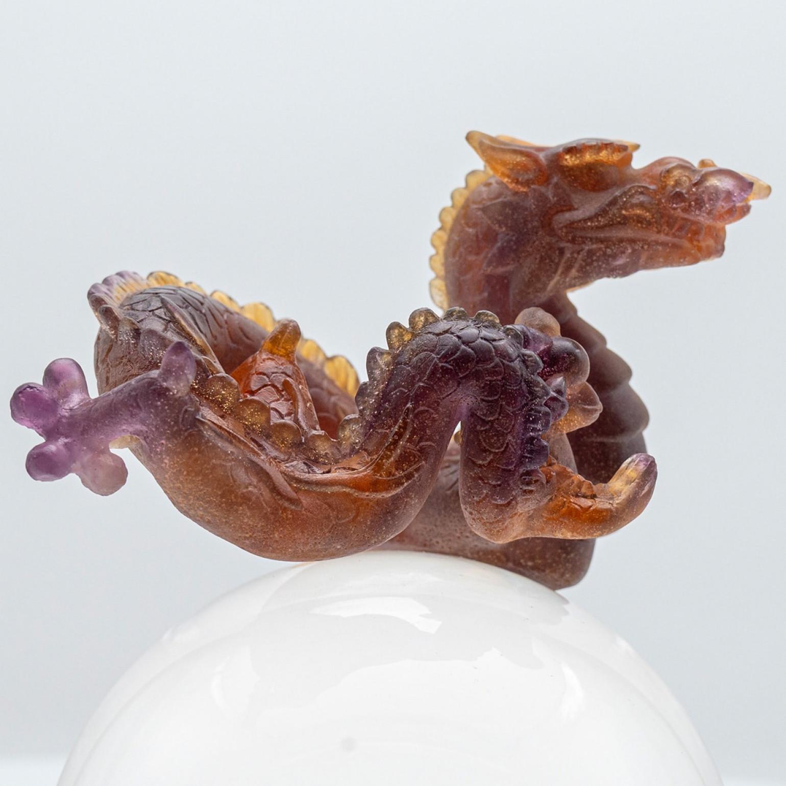 Daum Art Glass Dragon Crystal Ball Dekoratives Objekt, Frankreich (Art nouveau) im Angebot