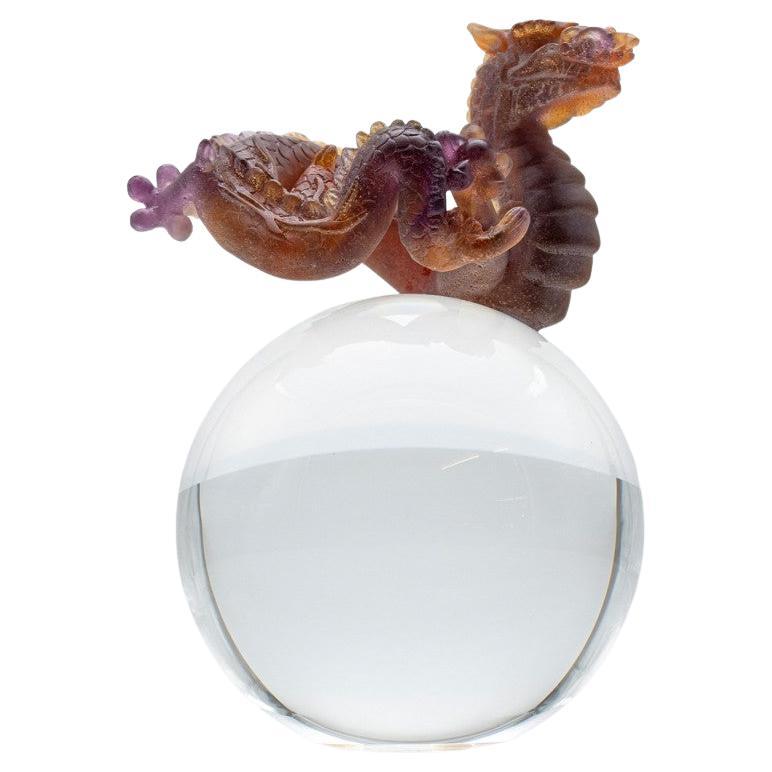 Daum Art Glass Dragon Crystal Ball Decorative Objects for Objects, France