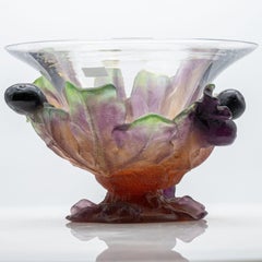 Daum Art Glass Fig Leafs Bowl, France