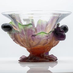 Daum Art Glass Fig Leafs Bowl, France