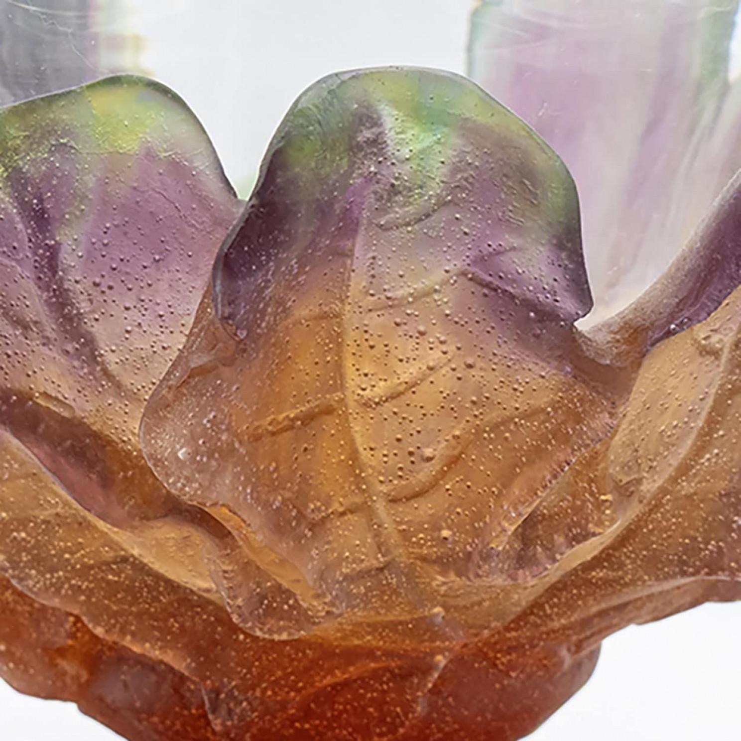 Art nouveau Coupe à feuilles de figuier en verre d'art Daum, France en vente