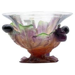Daum Art Glass Fig Leafs Bowl, France