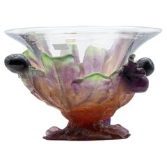 Daum Art Glass Fig Leafs Bowl, France