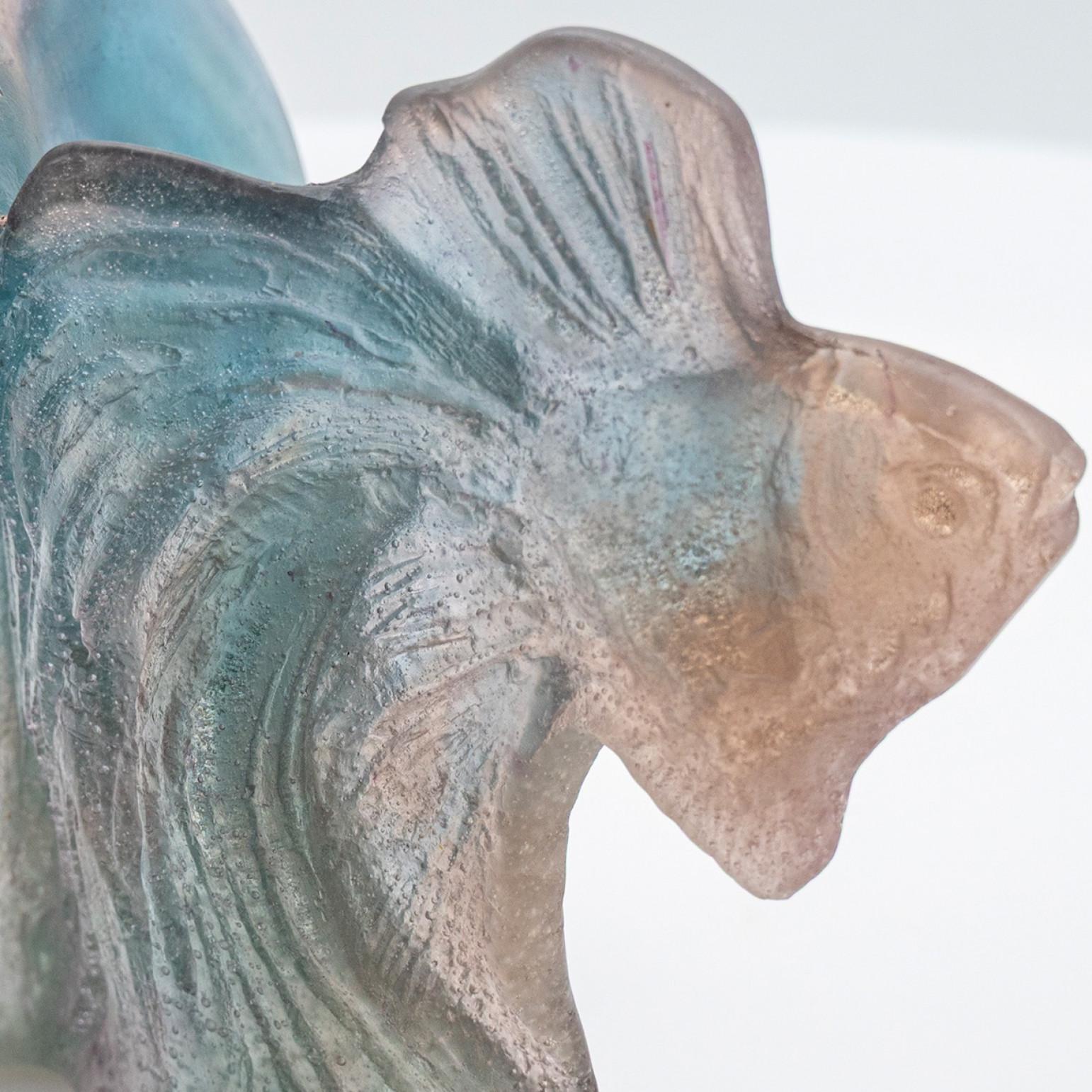 Daum Art Glass Fishes Skulptur Multicolor, Frankreich (Art nouveau) im Angebot