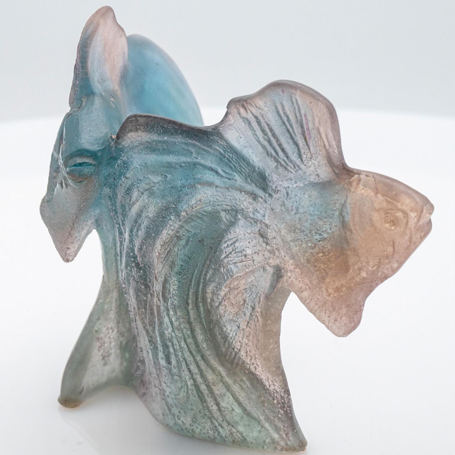 Vetro artistico Scultura di pesci in vetro artistico Daum Multicolore, Francia in vendita