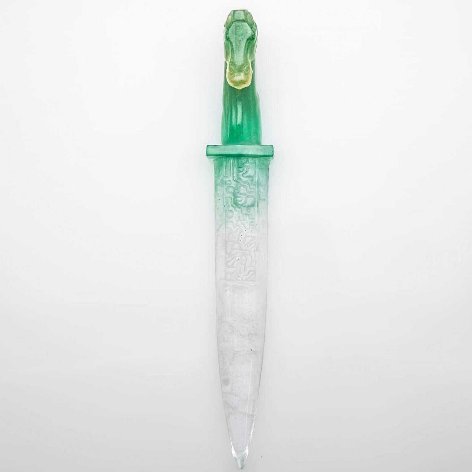 Objeto decorativo Daum Art Glass Green Dague, Francia en Bueno estado para la venta en Rijssen, NL