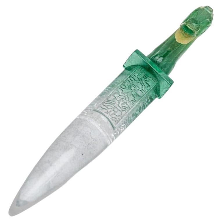 Daum Art Glass Green Dague Decorative Object, France