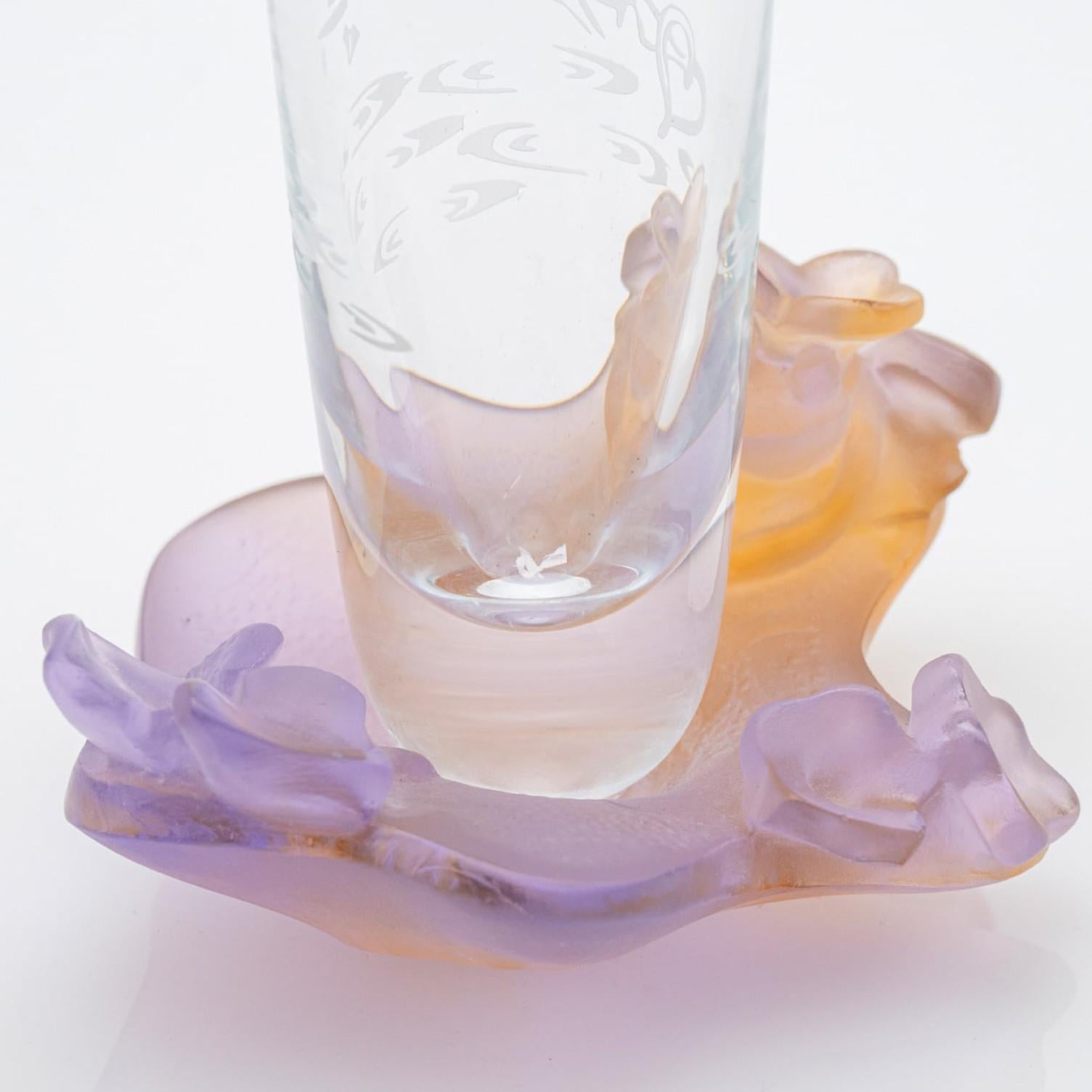 Jarrones Soliflore de Daum Art Glass, Naranja violeta, Francia Art Nouveau en venta