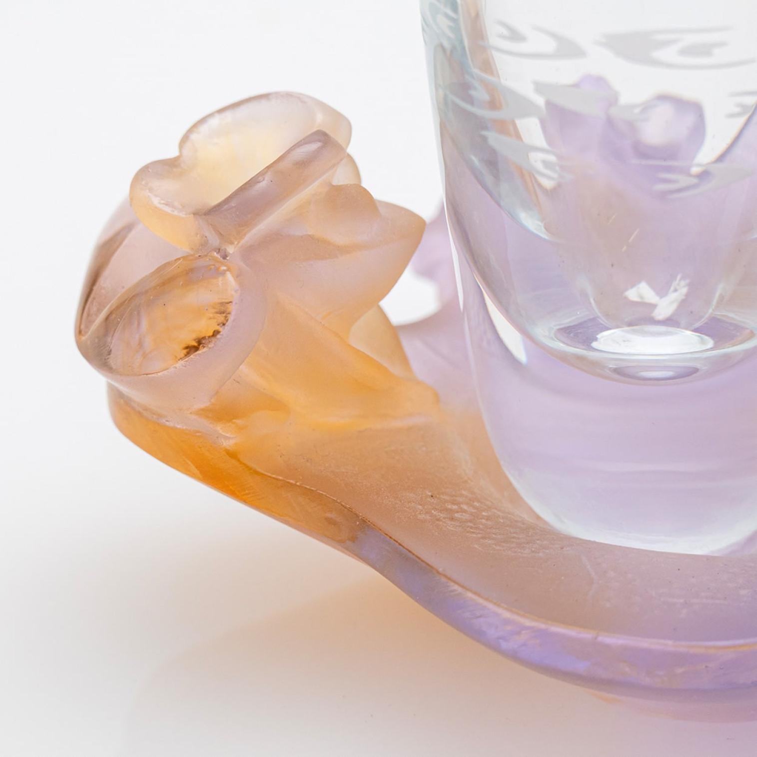 Jarrones Soliflore de Daum Art Glass, Naranja violeta, Francia Francés en venta