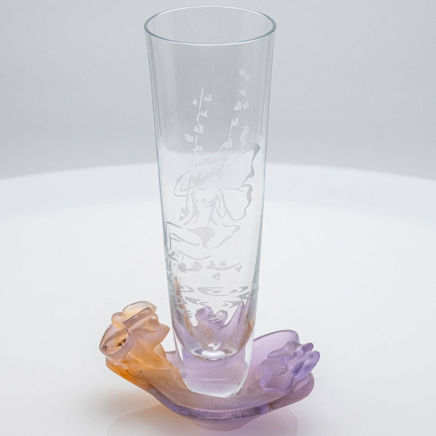 Jarrones Soliflore de Daum Art Glass, Naranja violeta, Francia Otro en venta