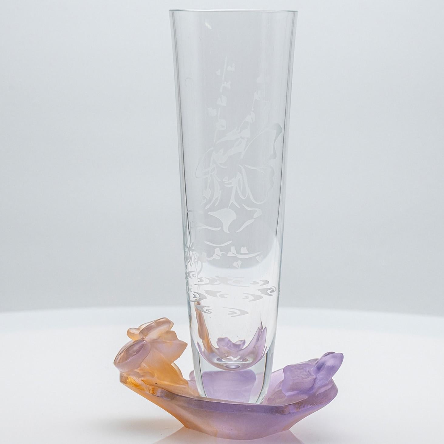 Jarrones Soliflore de Daum Art Glass, Naranja violeta, Francia en Bueno estado para la venta en Rijssen, NL