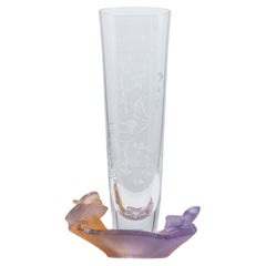 Daum Art Glass Soliflore Vases, Violet Orange, France