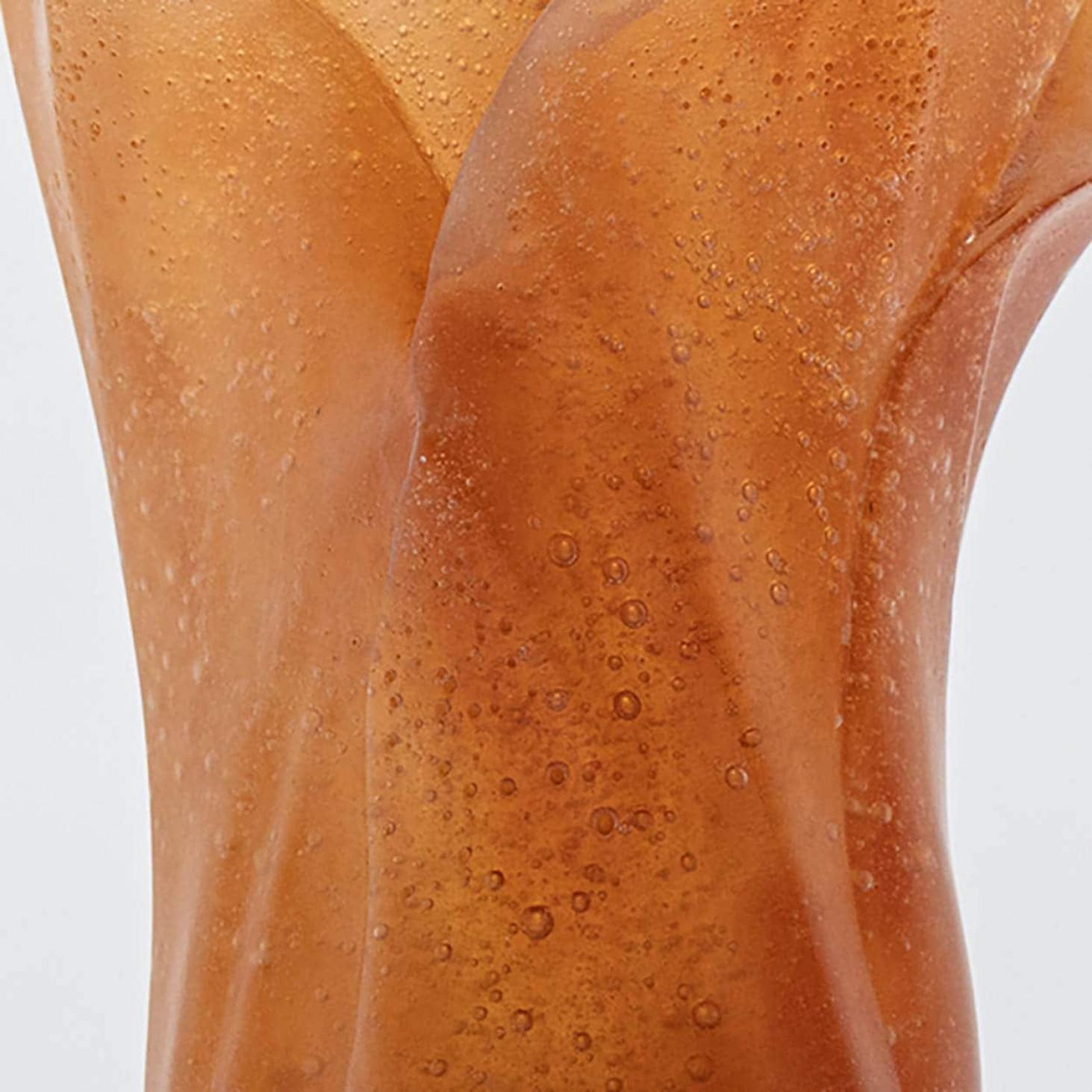 Francese Vaso in vetro artistico Daum con foglie d'ambra, Francia in vendita