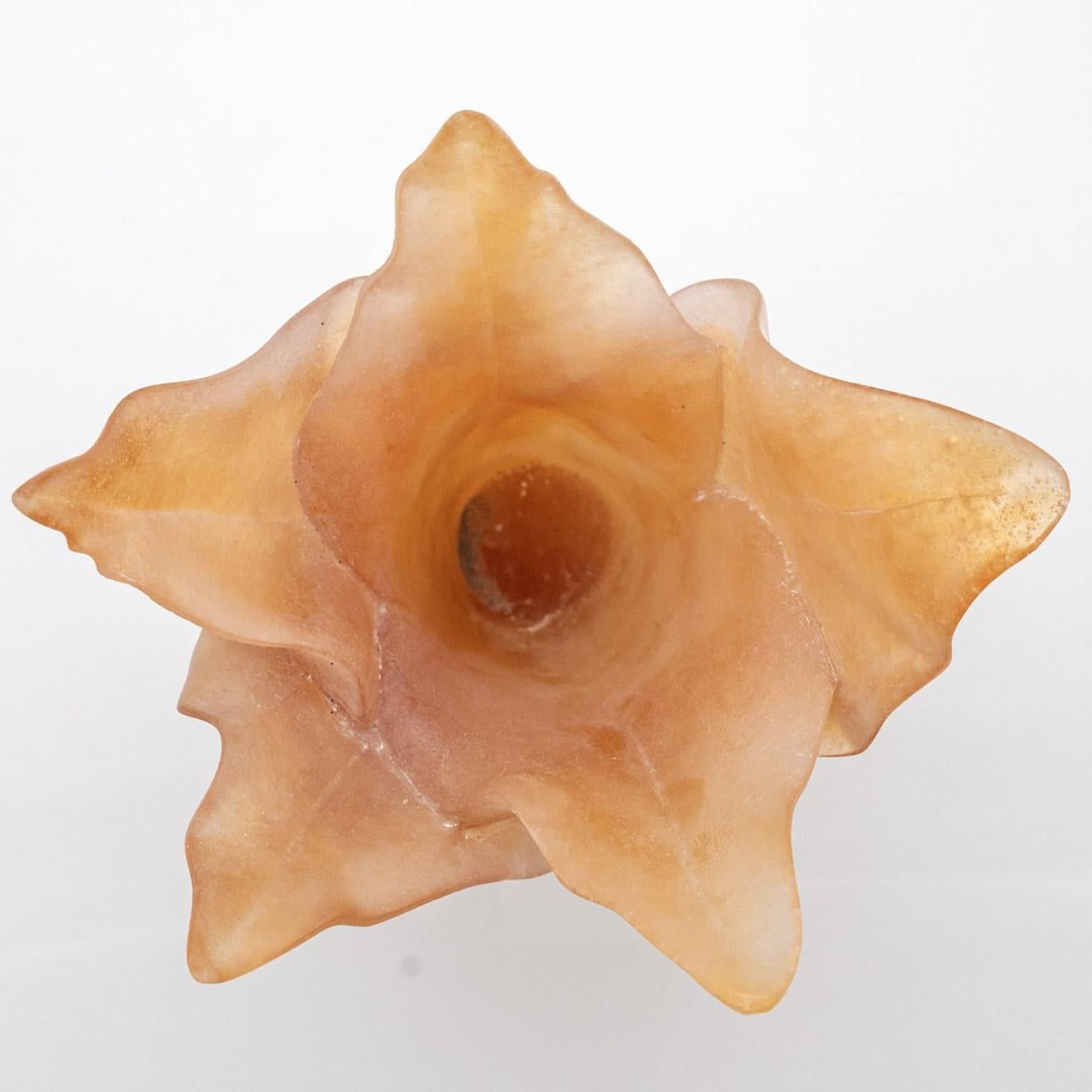 Altro Vaso in vetro artistico Daum con foglie d'ambra, Francia in vendita