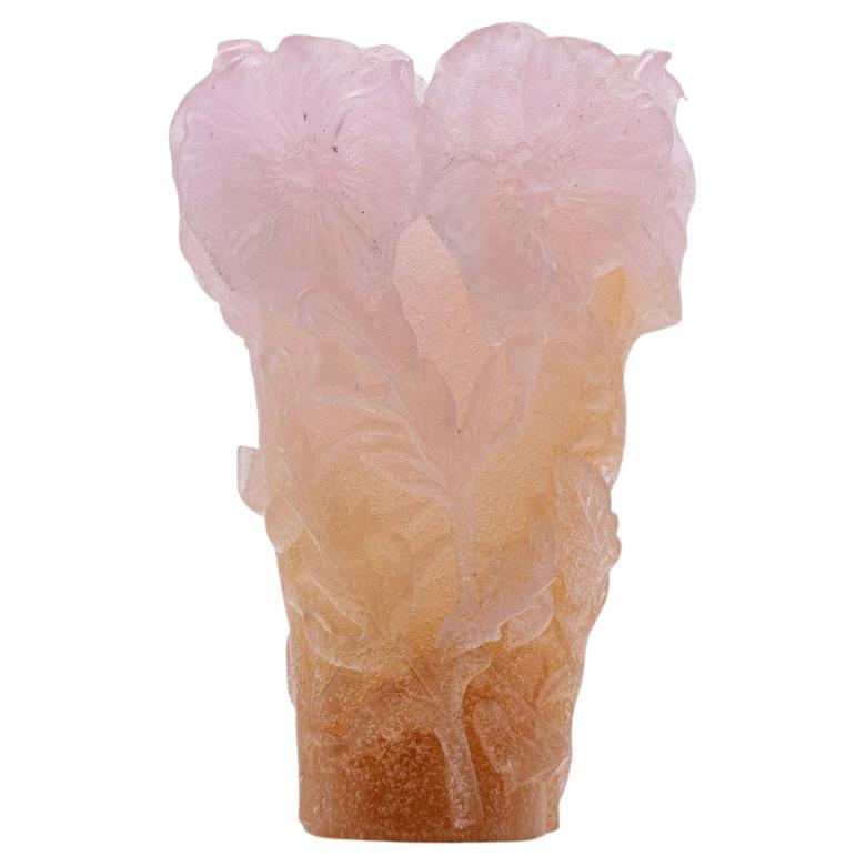 Vaso in vetro artistico Daum Roses Pink Orange, Francia