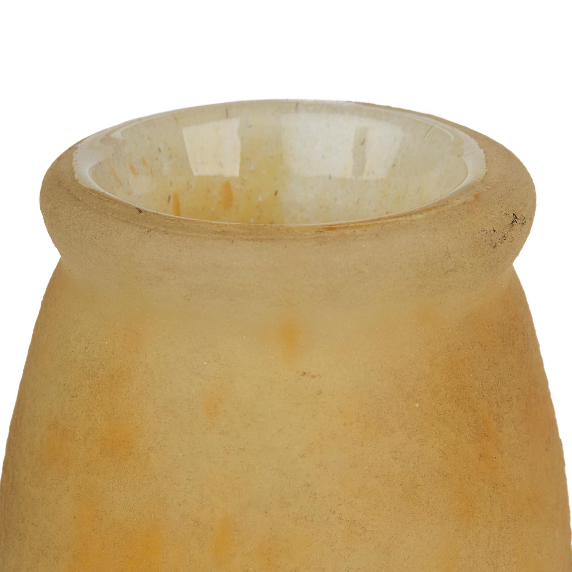 Daum Art Nouveau Columbine Cameo Acid Etched Art Glass Vase 3